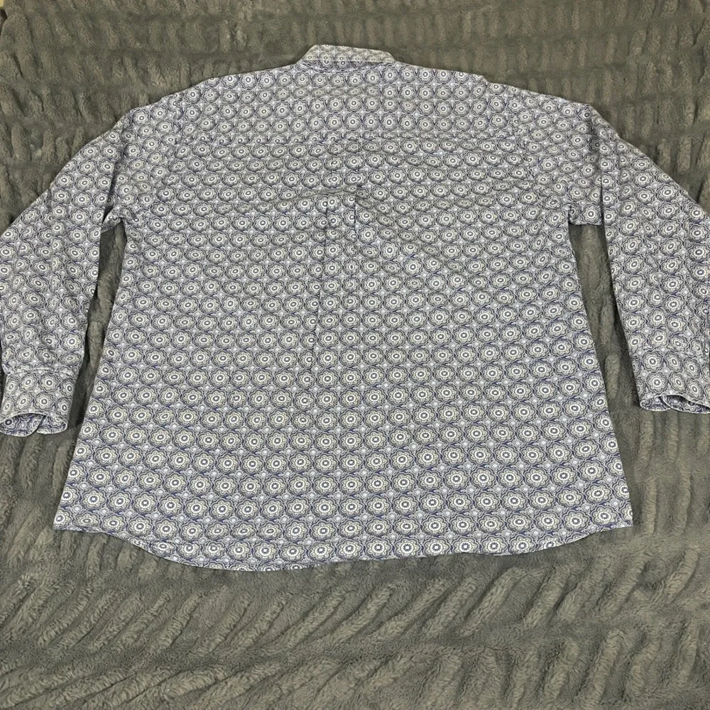 George Strait Collection by Wrangler Men Blue Floral Medallion Western Shirt XXL